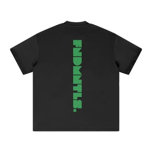 FNDMNTLS. Green Logo Heavyweight Earth Tone Graphic T-Shirt