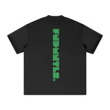 FNDMNTLS. Green Logo Heavyweight Earth Tone Graphic T-Shirt