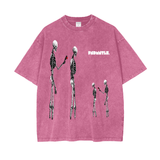 Nephilim Oversize Snow Wash Black Graphic Tee Rose Red / S