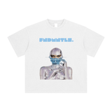 FNDMNTLS. Cyborg Enzyme Washed Black Graphic Tshirt White / S