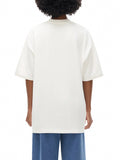 White oversized T-shirt with Prizm Logo Graphic, 28 inch fits for casual wear