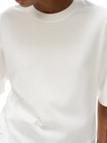 White crew neck t-shirt with Prizm Logo Graphic in Black, available in inches and centimeters