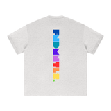 White T-shirt with colorful vertical Prizm Logo Graphic and Prizm Logo design