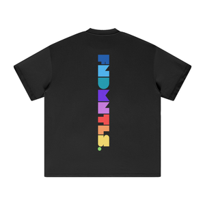 Black T-shirt with colorful vertical Prizm Logo Graphic text, perfect for casual wear