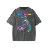 Gray snow washed kids graphic dinosaur tee displayed in Washed Kids Graphic Dino Tee