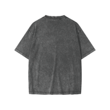 Gray short-sleeved Washed Kids Graphic Dino Tee displayed in inches and centimeters