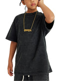 Child’s black acid-wash t-shirt from Washed Kids Graphic Dino Tee collection
