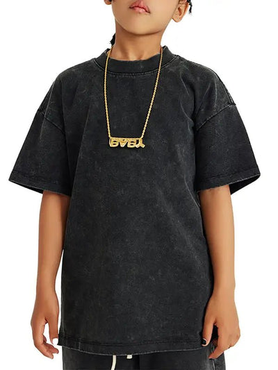 FNDMNTLS Washed Kids Graphic Dino Tee - Heretic - s Streetwear - Cotton - Kids' T-shirt -  product_type