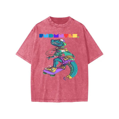 FNDMNTLS Washed Kids Graphic Dino Tee - Heretic - s Streetwear - Cotton - Kids' T-shirt -  product_type
