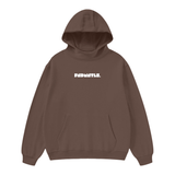 High Neck Insulated FOG Solid Color Fleece Hoodie - 385 GSM - Brown / S
