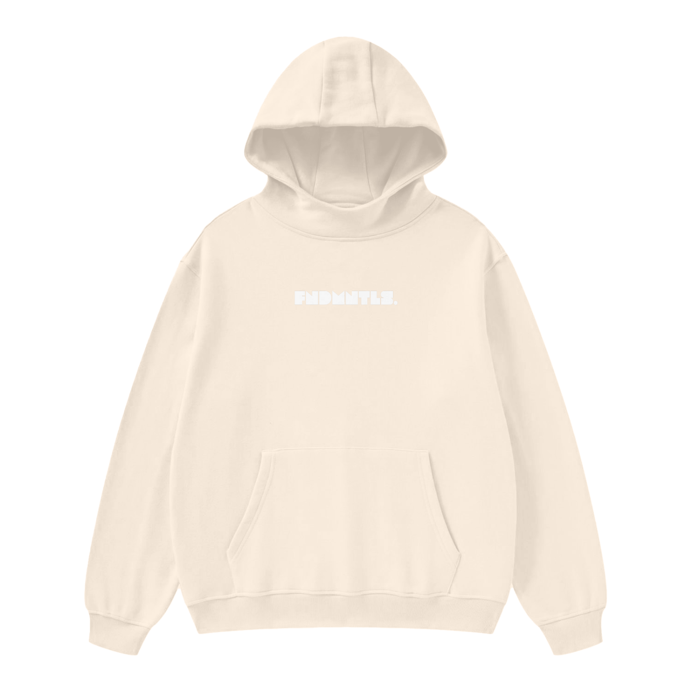 FNDMNTLS. White Logo High Neck Insulated FOG Solid Color Fleece Hoodie - 385 GSM - Heretic - s Streetwear - Casual Cotton Hoodie - Casual Fashion -  product_type