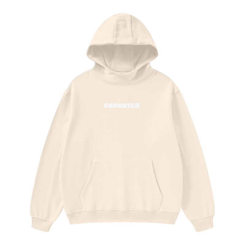 FNDMNTLS. White Logo High Neck Insulated FOG Solid Color Fleece Hoodie - 385 GSM - Heretic - s Streetwear - Casual Cotton Hoodie - Casual Fashion -  product_type
