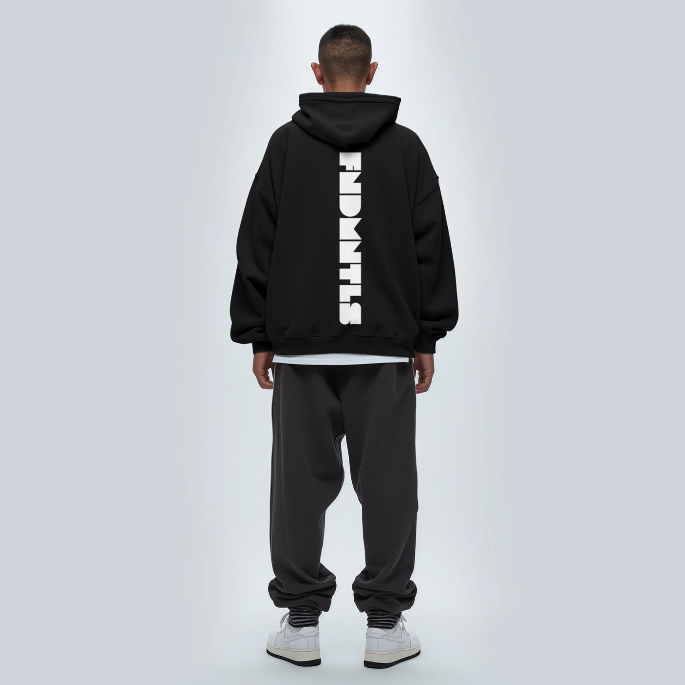 FNDMNTLS. White Logo High Neck Insulated FOG Solid Color Fleece Hoodie - Heretic - s Streetwear - Casual Cotton Hoodie - Casual Fashion -  product_type