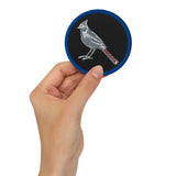 Embroidered Cardinal Patch on durable twill fabric for a stylish accessory