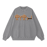 Acid Wash Oversize Sweatshirt - 360 GSM - Light Gray / S