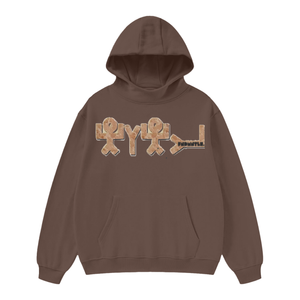 High Neck Insulated FOG Solid Color Fleece Hoodie - 385 GSM - Brown / S
