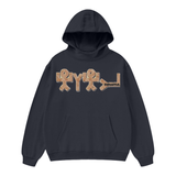 High Neck Insulated FOG Solid Color Fleece Hoodie - 385 GSM - Black / S
