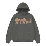 High Neck Insulated FOG Solid Color Fleece Hoodie - 385 GSM - Dark Gray / S