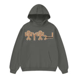 High Neck Insulated FOG Solid Color Fleece Hoodie - 385 GSM - Dark Gray / S