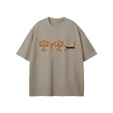 Streetwear Unisex Earth Tone Heavyweight Loose Fit FOG T-Shirt - Gray Coffee / S