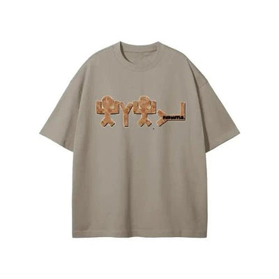 FNDMNTLS. x Yahuah Streetwear Unisex Earth Tone Heavyweight Loose Fit FOG Graphic T-Shirt - Heretic - s Streetwear - 100% Cotton Shirt - Casual Fashion -  product_type