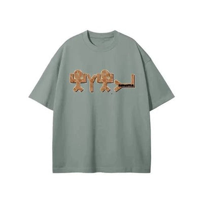 FNDMNTLS. x Yahuah Streetwear Unisex Earth Tone Heavyweight Loose Fit FOG Graphic T-Shirt - Heretic - s Streetwear - 100% Cotton Shirt - Casual Fashion -  product_type