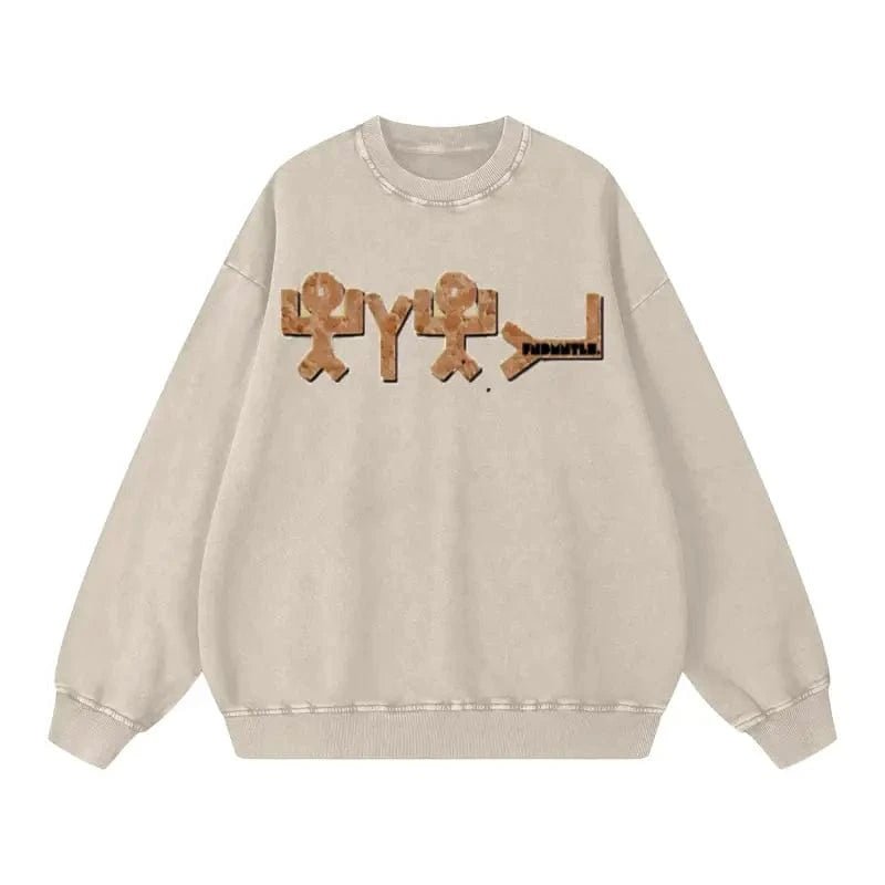 FNDMNTLS.x Yahuah Acid Wash Oversize Sweatshirt - 360 GSM - Heretic - s Streetwear - Casual Fashion - casual wear -  product_type