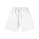 White elastic-waist lightweight heavyweight cotton shorts displayed in Heavyweight Cotton Shorts