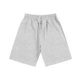 Gray athletic shorts made of heavyweight cotton with elastic waist for comfort