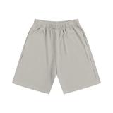 Gray athletic shorts in heavyweight cotton with elastic waist, available in inches and centimeters