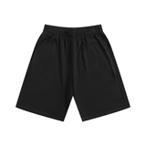 Black heavyweight cotton athletic shorts with elastic waist for comfort and style