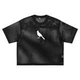 Black mesh t-shirt with bird graphic from Eternal Bonds Boxy Net collection