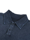 Blue heavyweight snow-washed polo shirt with Bird Emblem, perfect for casual wear