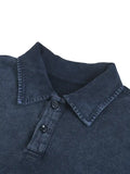 Blue heavyweight snow-washed polo shirt with Bird Emblem, perfect for casual wear