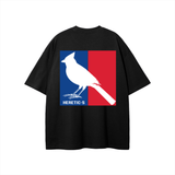 Black T-shirt with NBA logo graphic featuring a bird design for official NBA merchandise