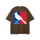 Brown T-shirt with NBA logo graphic featuring bird design, size 10 inch chest width
