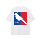 White T-shirt with NBA logo graphic and bird design, perfect for NBA fans