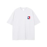 White T-shirt with NBA logo graphic featuring bird logo, 10 inch chest width
