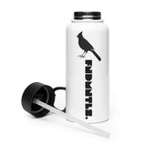 FNDMNTLS. Stainless steel water bottle with a straw lid
