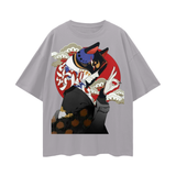 I Love FNDMNTLS. Oversize Deep Drop Shoulder Graphic Tshirt - Light Gray / S