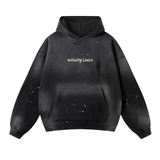 Vintage Wash Frayed Fleece Hoodie - 360 GSM - Black / S