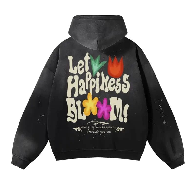 Infinity Links Happiness Vintage Wash Frayed Fleece Hoodie - 360 GSM - Heretic - s Streetwear - Casual Cotton Hoodie - Casual Fashion -  product_type
