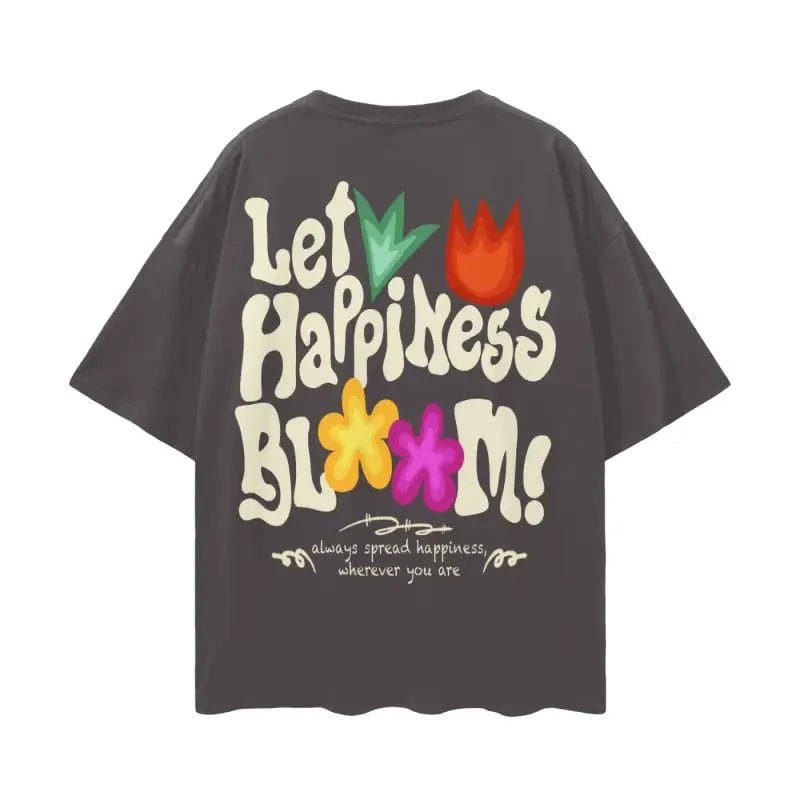 Infinity Links Let Happiness Bloom Oversize Deep Drop Shoulder Tee - 190 GSM - Heretic - s Streetwear - Boxy Fit - Casual Fashion -  product_type