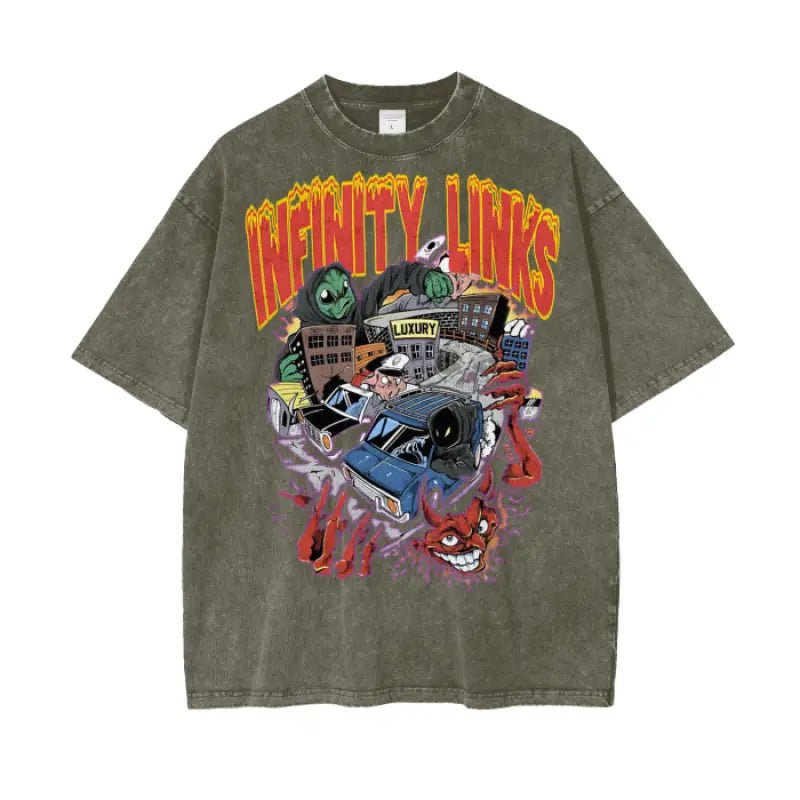 Infinity Links Temptations Acid Wash Oversize T-Shirt - 250 GSM - Heretic - s Streetwear - 100% Cotton Shirt - Casual Streetwear -  product_type