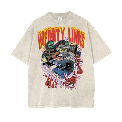 Infinity Links Temptations Acid Wash Oversize T-Shirt - 250 GSM - Heretic - s Streetwear - 100% Cotton Shirt - Casual Streetwear -  product_type