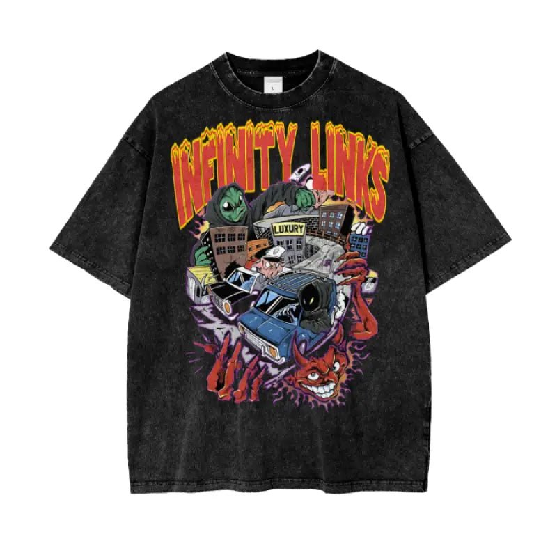 Infinity Links Temptations Acid Wash Oversize T-Shirt - 250 GSM - Heretic - s Streetwear - 100% Cotton Shirt - Casual Streetwear -  product_type