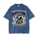Infinity Links Vibes Oversize Snow Washed Graphic T-shirt Dark Blue / S