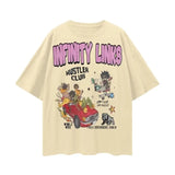 Infinity Links Members Only Oversize Deep Drop Shoulder Graphic Tshirt - 190 GSM Light Apricot / S