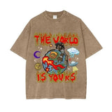Infinity Links Tshirts Light Brown / S Infinity Links World Acid Wash Oversize T-Shirt - 250 GSM