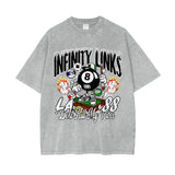 Infinity Links Vibes Oversize Snow Washed Graphic T-shirt Light Gray / S